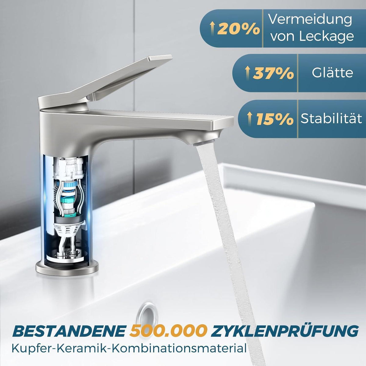 Moderne Wasserhahn Bad Armatur Edelstahl Spotresist Nickel