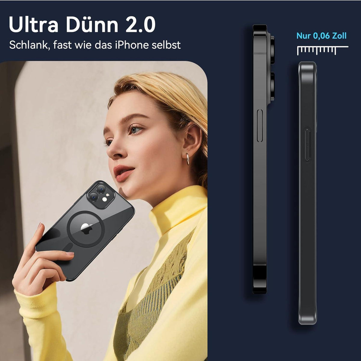Magnetische Hülle für iPhone 12 Mini mit Panzerglas – Schwarz