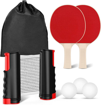 Tischtennisschläger Set Profi 6 Bälle Netz Aufbewahrungstasche