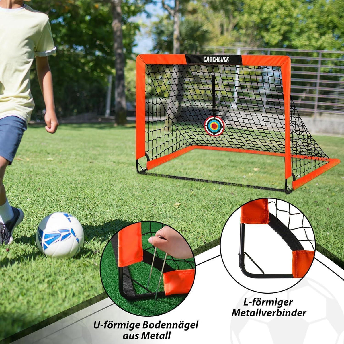 Fussballtore für Garten Kinder 2er Set mit Zubehör, Rot