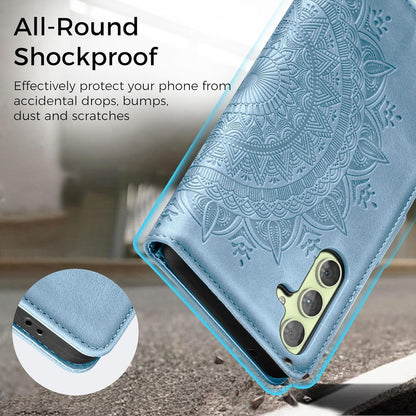 Samsung Galaxy A54 5G Lederhülle Himmelblau Flip Wallet Standfunktion