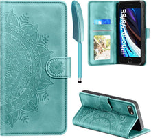 Handyhülle iPhone SE 2022/2020 7 8 Leder Flip PU Tasche Grün