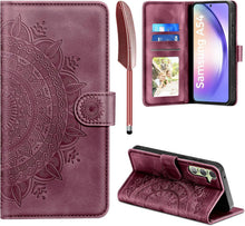 Lederhülle Samsung Galaxy A54 5G Flip Wallet Case Weinrot mit