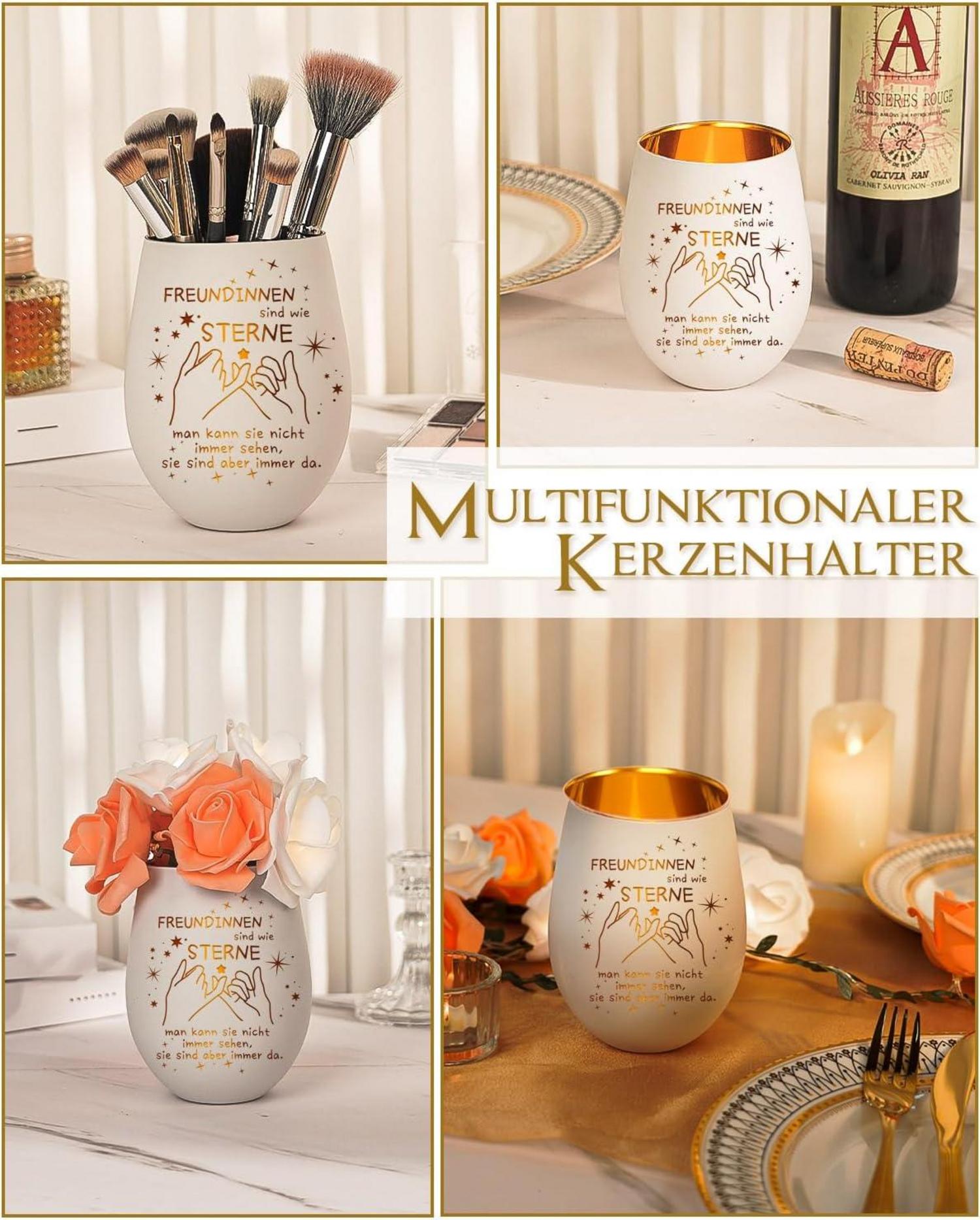 Graviertes Windlicht Weihnachten Geschenk Beste Freundin Teelichthalter Glas