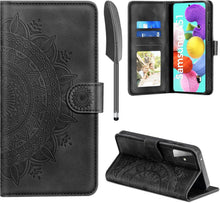 Samsung Galaxy A51 Lederhülle Flip Wallet Schwarz