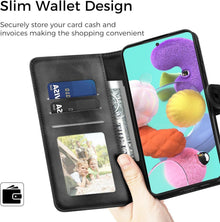 EASDNB Samsung Galaxy A51 Lederhülle Flip Wallet Schwarz
