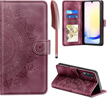 Lederhülle Samsung Galaxy A25 Flip Wallet PU Schutzhülle Weinrot