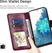 Samsung Galaxy S20 FE Leder Hülle Flip Wallet Case Weinrot