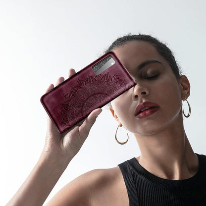 Samsung Galaxy S20 FE Lederhülle Flip Wallet Weinrot Magnet Stand EASDNB