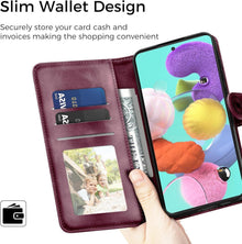 Samsung Galaxy A51 Lederhülle Wallet Flip Case Weinrot