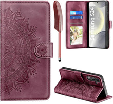 EASDNB Samsung Galaxy S24 5G Leder Flip Wallet Case Weinrot