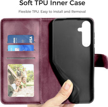 Samsung Galaxy S24 5G Hülle Wallet Leder Weinrot Magnet