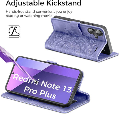Handyhülle Xiaomi Redmi Note 13 Pro Plus 5G Lila Flip Wallet Case PU Leder