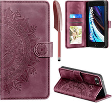 iPhone SE 2022 Leder Flip Hülle PU Tasche Case Weinrot