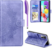 Samsung Galaxy A51 Lederhülle Flip Wallet Schutzhülle lila
