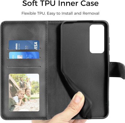 Lederhülle Samsung Galaxy S20 FE Schwarz Flip Wallet Case Magnet Ständer