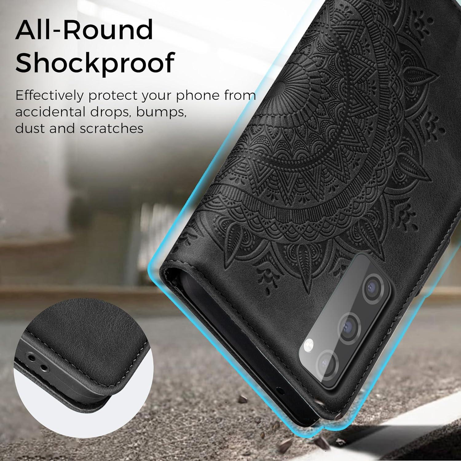 Samsung Galaxy S20 FE Hülle Wallet Schwarz PU Leder Flip Case Magnet