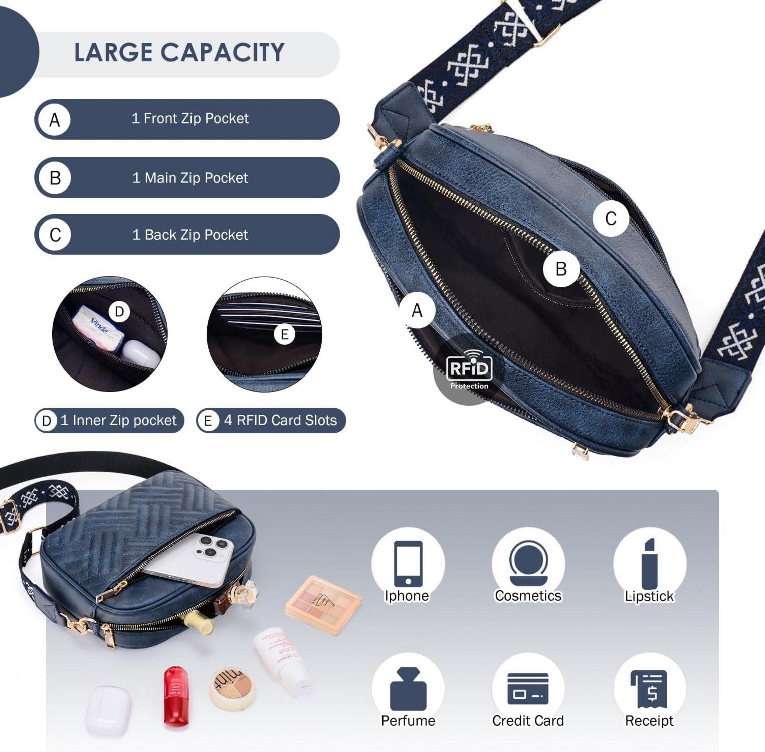 Damen Umhängetasche PU Leder Crossbody Bag Verstellbarer Gurt