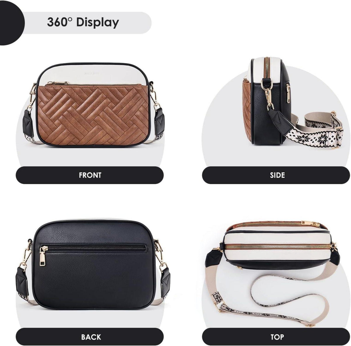 Damen Umhängetasche gesteppt, PU Leder, Crossbody Bag, RFID Schutz