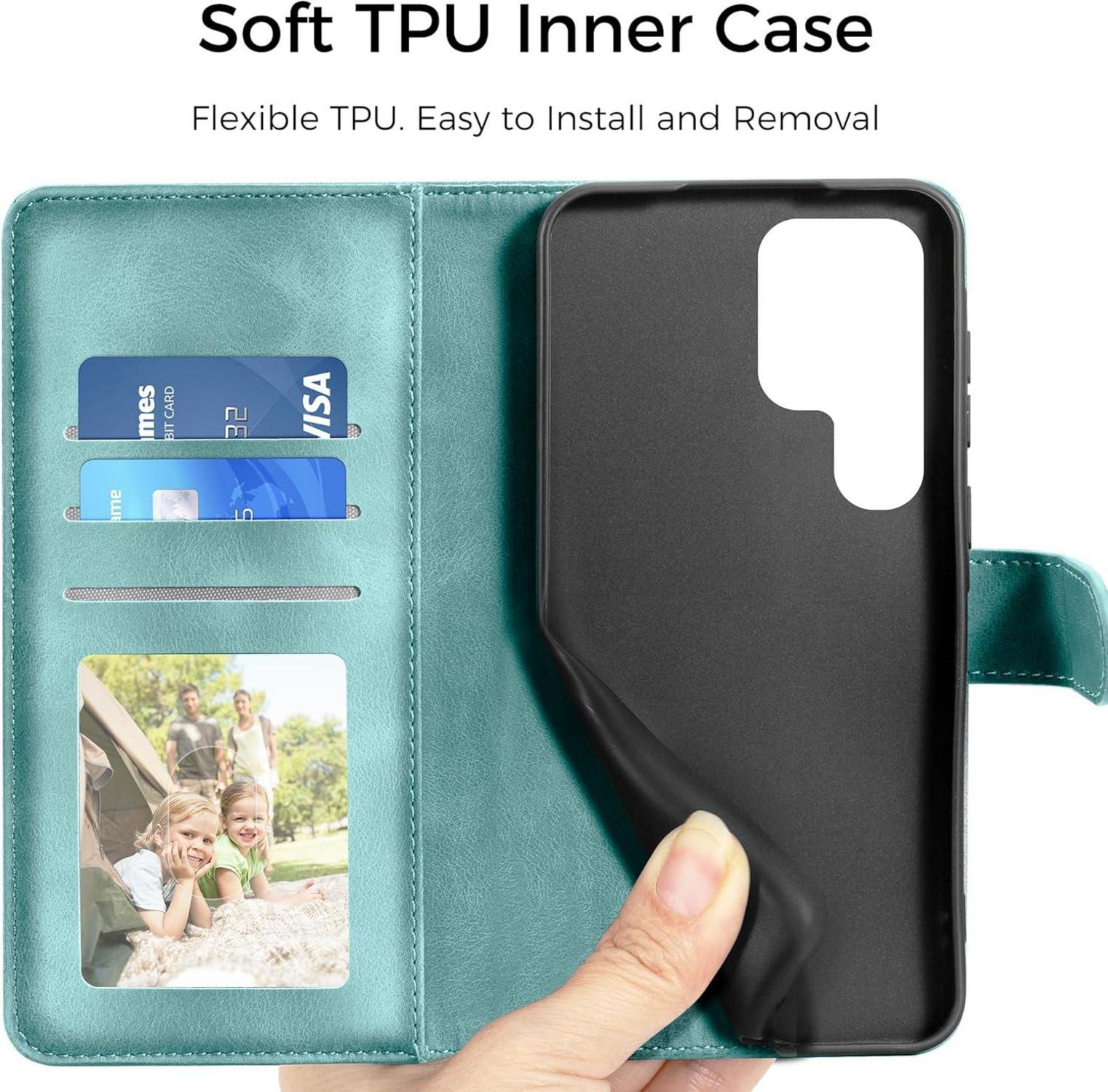 Samsung Galaxy S24 Ultra Handyhülle Wallet Flip Case PU Leder Grün