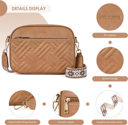 Roulens Damen Umhängetasche PU Leder Crossbody Bag RFID Schutz