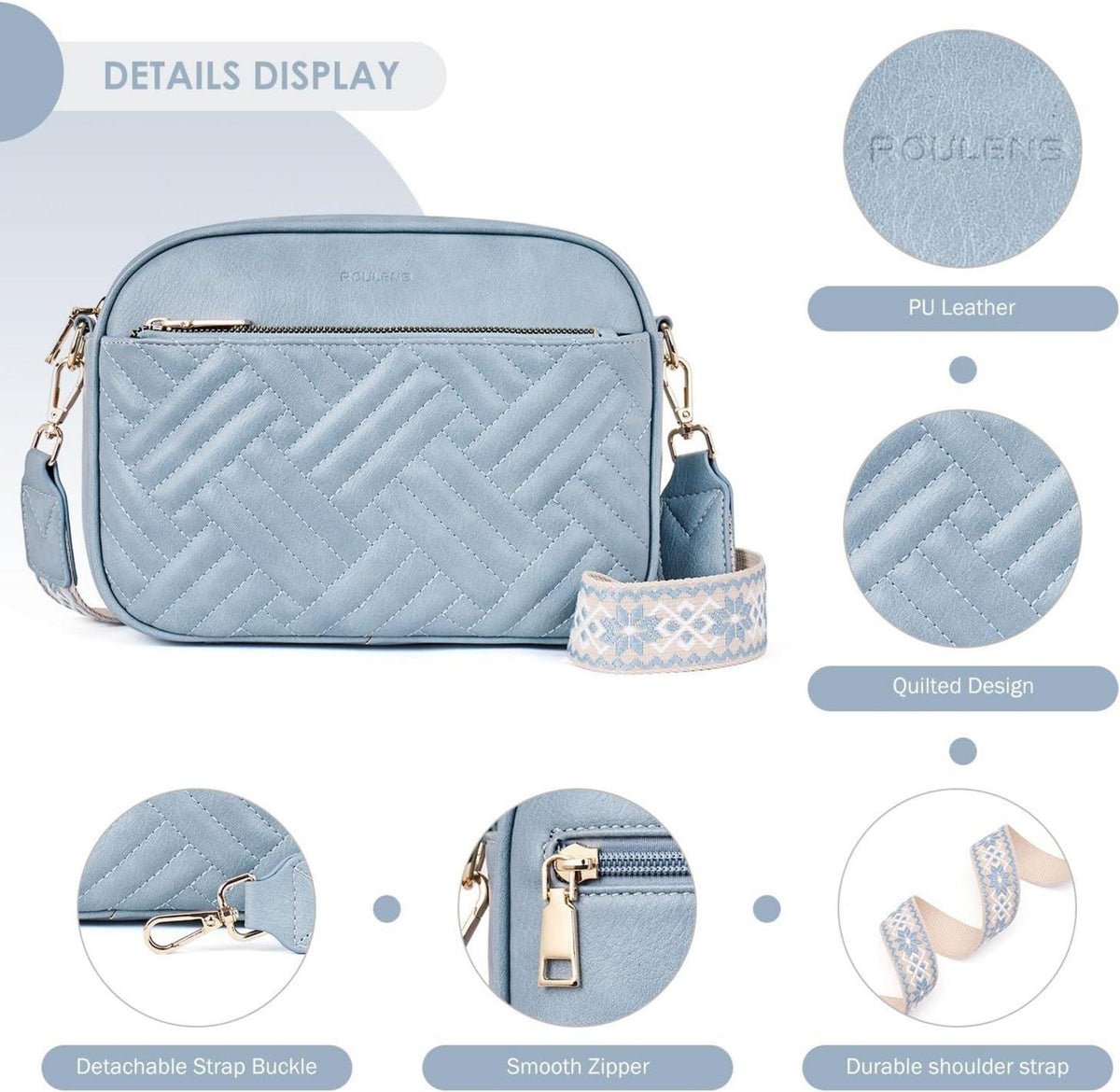 Damen Umhängetasche PU Leder Crossbody Bag RFID Schutz