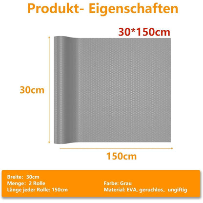 Schubladenmatte Grau – Antirutsch, 30 x 150 cm (2 Rollen)