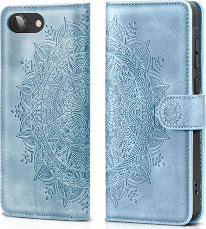 Handyhülle iPhone SE 2022/2020 7/8 Flip Leder Himmelblau