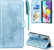 Samsung Galaxy A51 Hülle Flip Wallet PU Leder Case Himmelblau