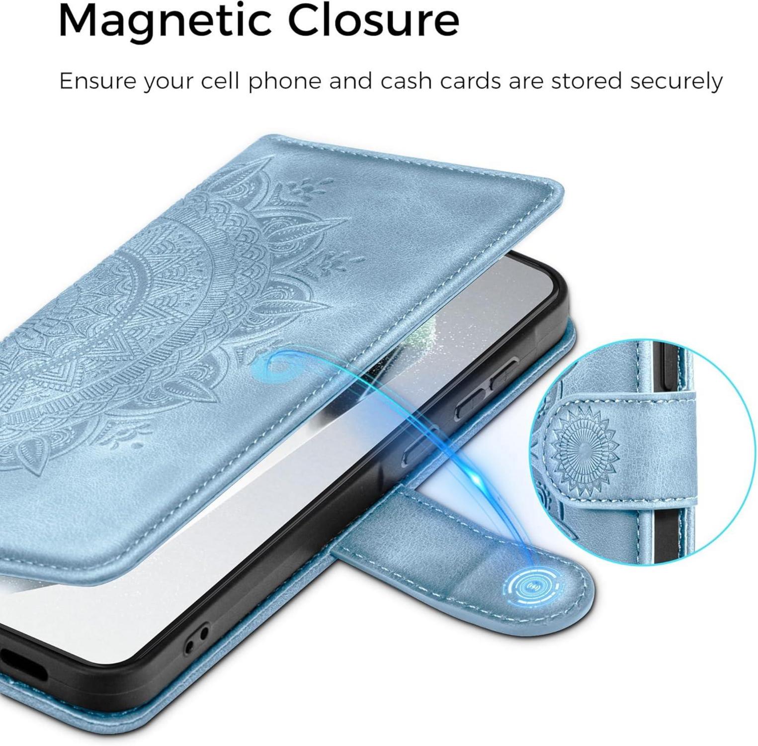 Samsung Galaxy S24 Ultra Handyhülle Wallet Flip Case PU Leder Himmelblau