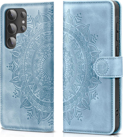 Samsung Galaxy S24 Ultra Handyhülle Wallet Flip Case PU Leder Himmelblau