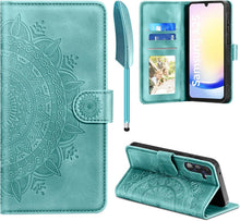 Samsung Galaxy A25 Lederhülle Wallet Case Grün Magnet Standfunktion