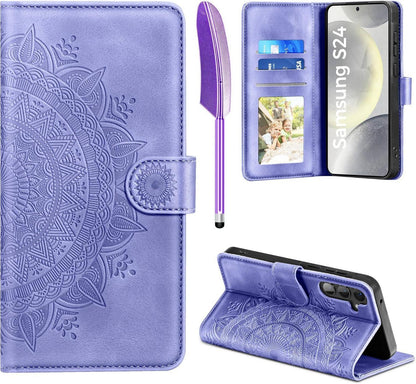 Lederhülle Samsung Galaxy S24 5G Handyhülle Flip Wallet Case Magnet