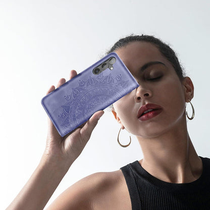 Samsung Galaxy S24 5G Lederhülle Flip Wallet PU Case Standfunktion Lila