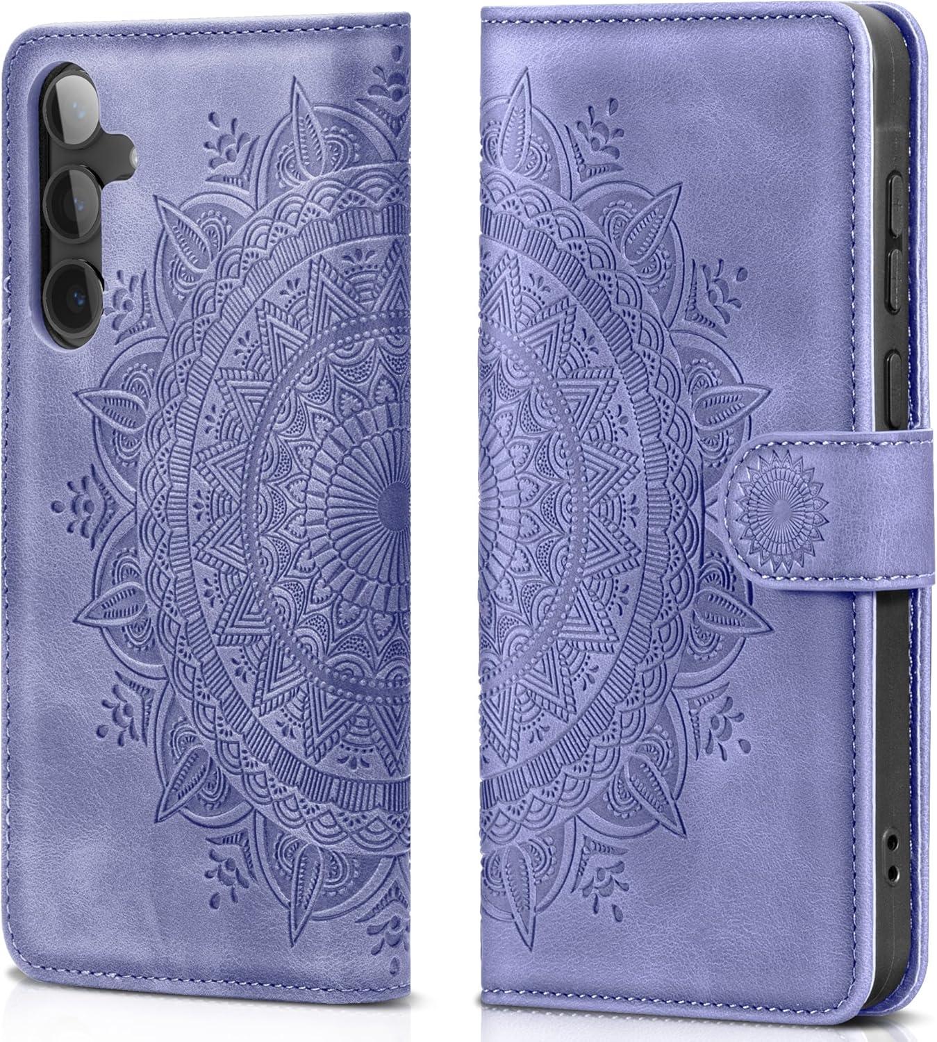 Samsung Galaxy S24 5G Lederhülle Wallet Case Prägung Standfunktion - Lila