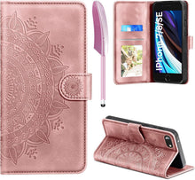 iPhone SE 2022/2020 Handyhülle Leder Flip Kartenfach Ständer Rosa