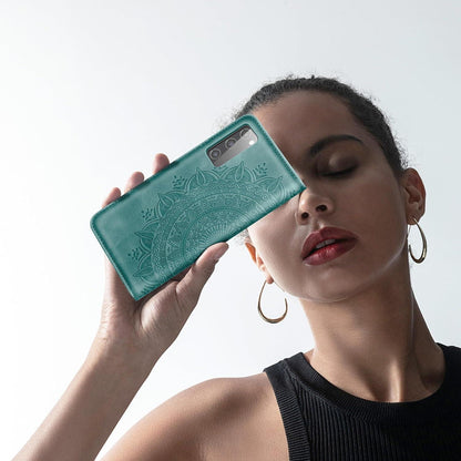 Samsung Galaxy S20 FE Leder Wallet Hülle Grün Magnet Ständer Kartenfach