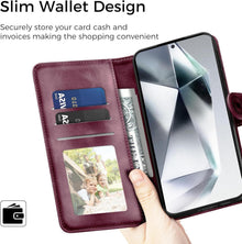 Samsung S24 Ultra Handyhülle Flip Wallet PU Leder Weinrot