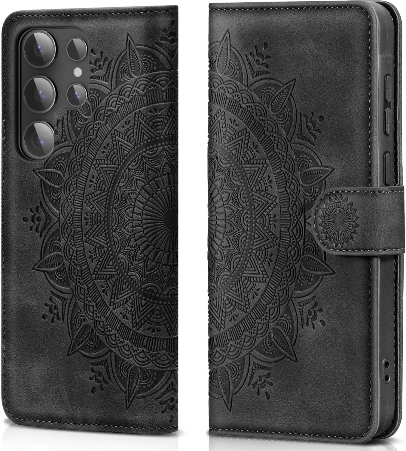 Samsung Galaxy S24 Ultra Handyhülle Flip Wallet PU Leder Schwarz