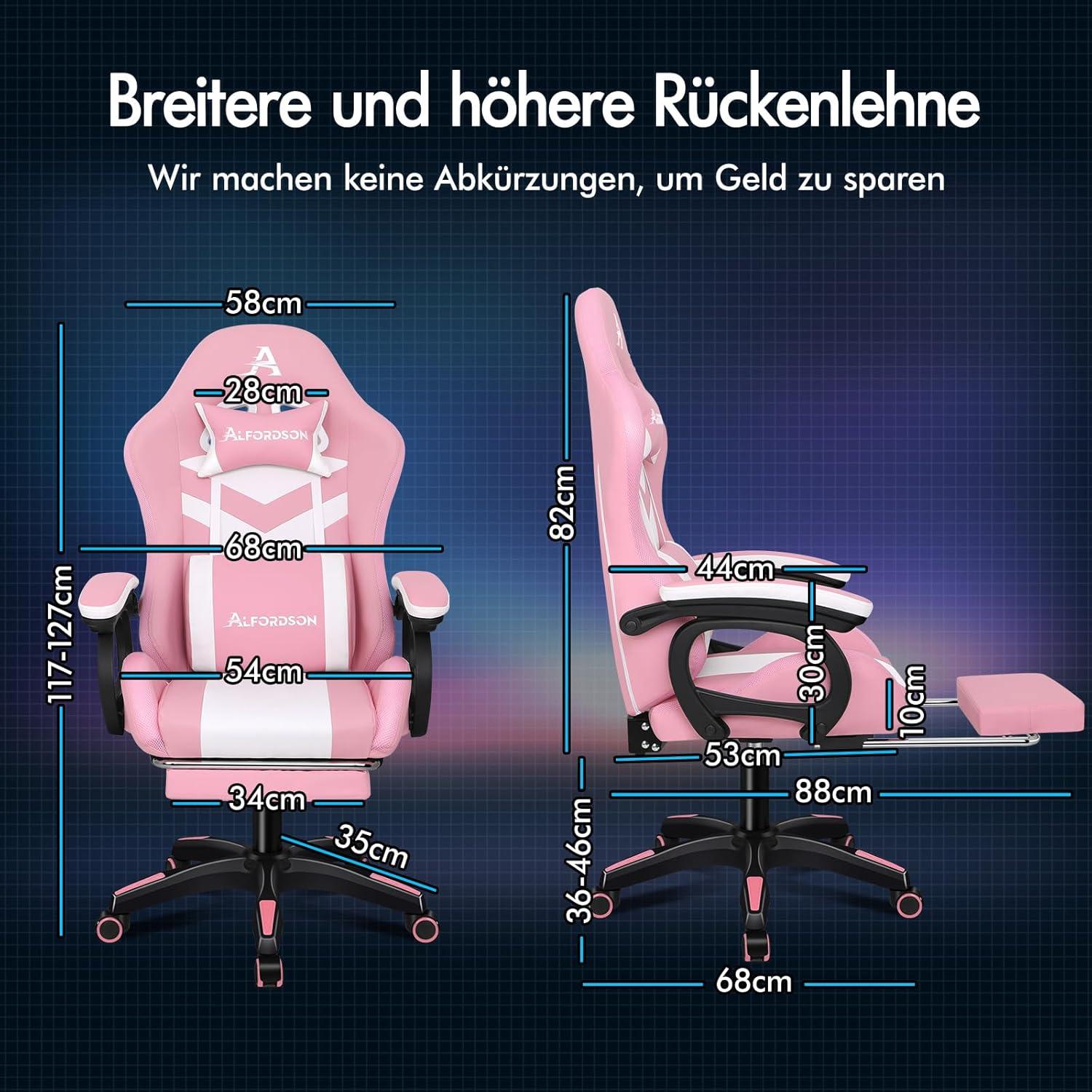 Racing Gaming Stuhl mit Massage, LED RGB