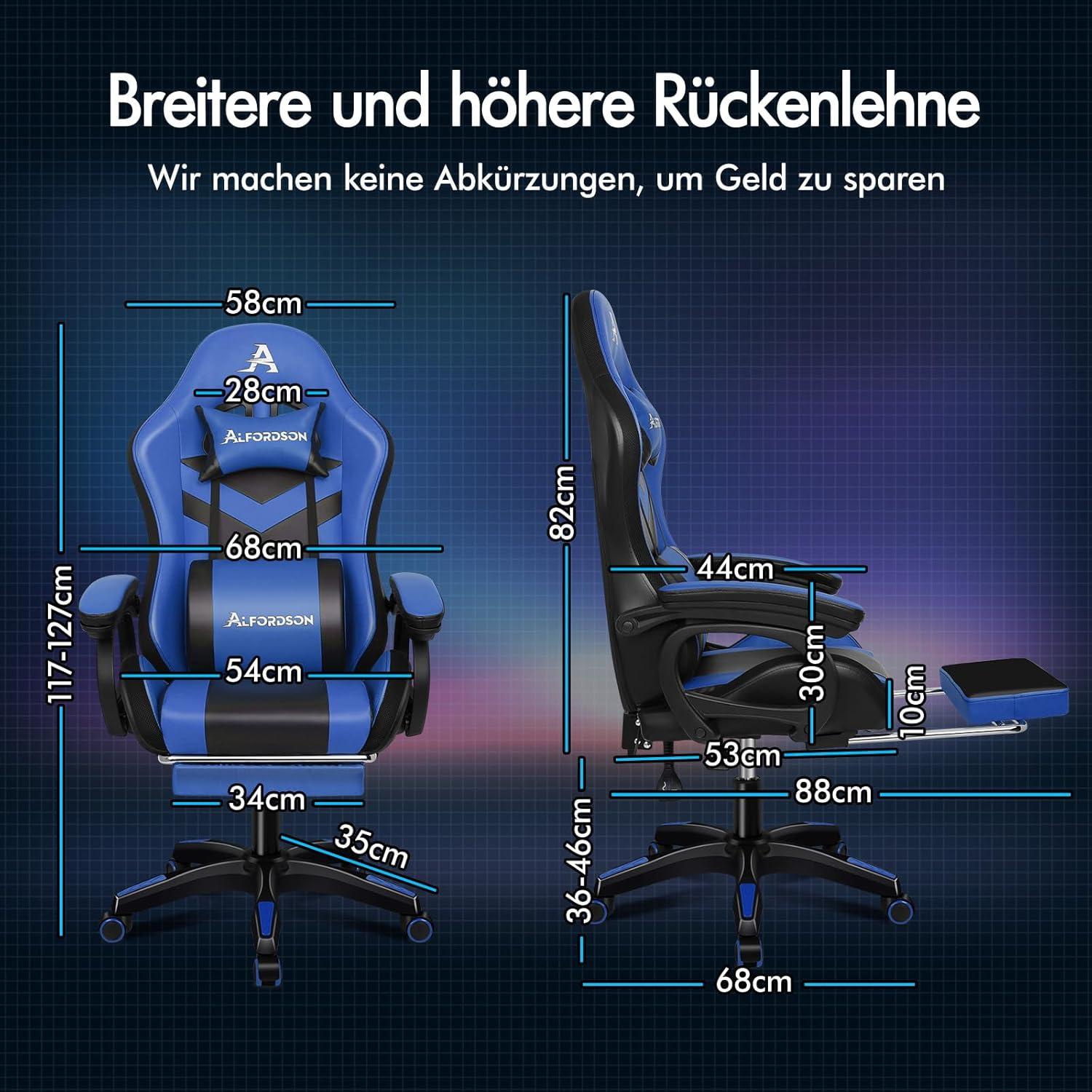 Racing Gaming Stuhl mit Massagefunktion und RGB LED