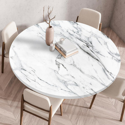 Runde Tischdecke abwaschbar 80cm – Elastisch, Marmoroptik