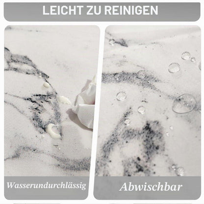 Runde Tischdecke abwaschbar 80cm – Elastisch, Marmoroptik