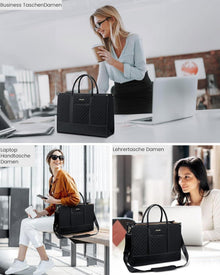 Damen Laptoptasche 15,6 Zoll Wasserdicht Schwarz Tote Bag