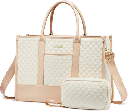 Wasserdichte Laptoptasche Damen 15,6 Zoll Arbeit Uni Beige
