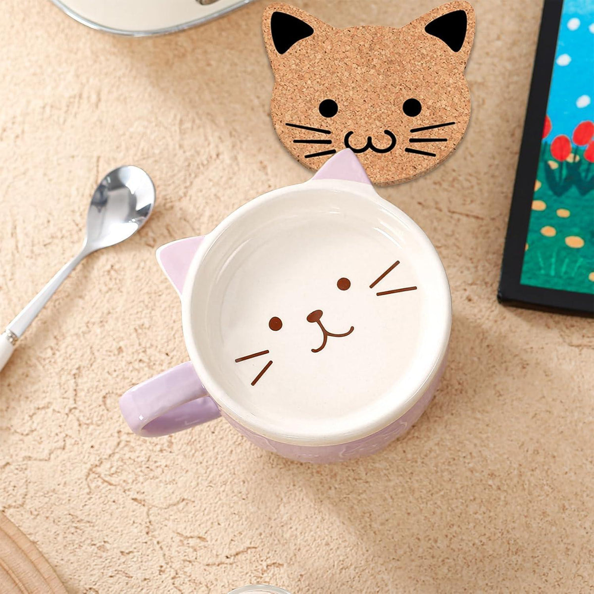 Kawaii Katzen Kaffeetasse mit Deckel – Süßes Geschenk für Frauen