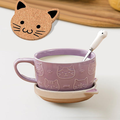Kawaii Katzen Kaffeetasse mit Deckel – Süßes Geschenk für Frauen