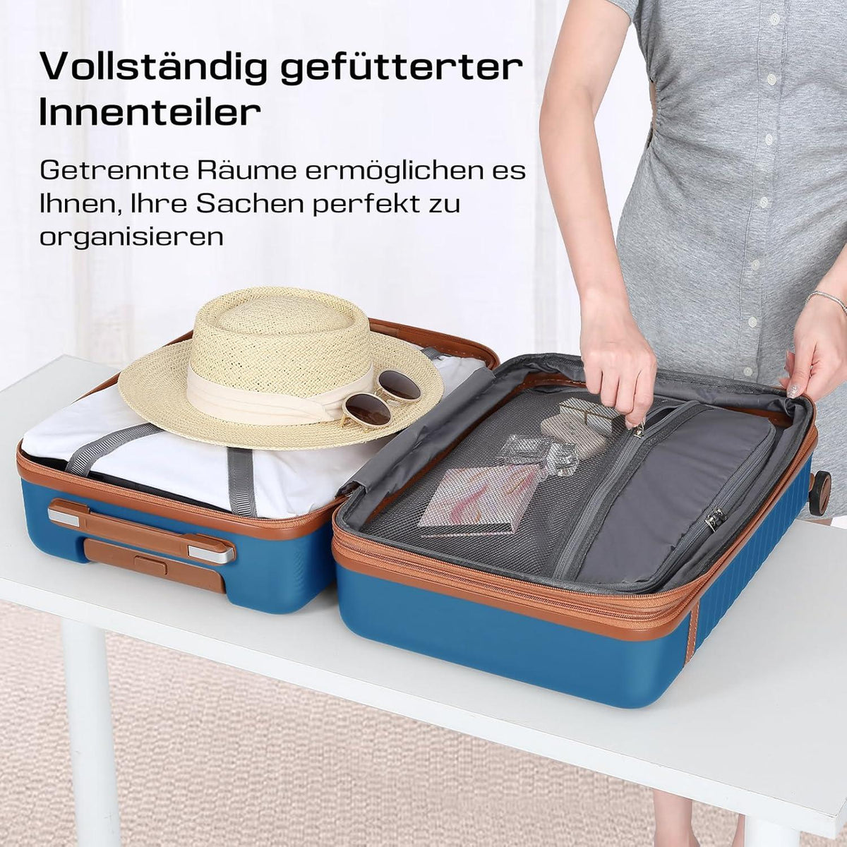 Joyway Kofferset 5-teilig ABS Hartschalen Trolley mit 4 Rollen TSA-Schloss Blau