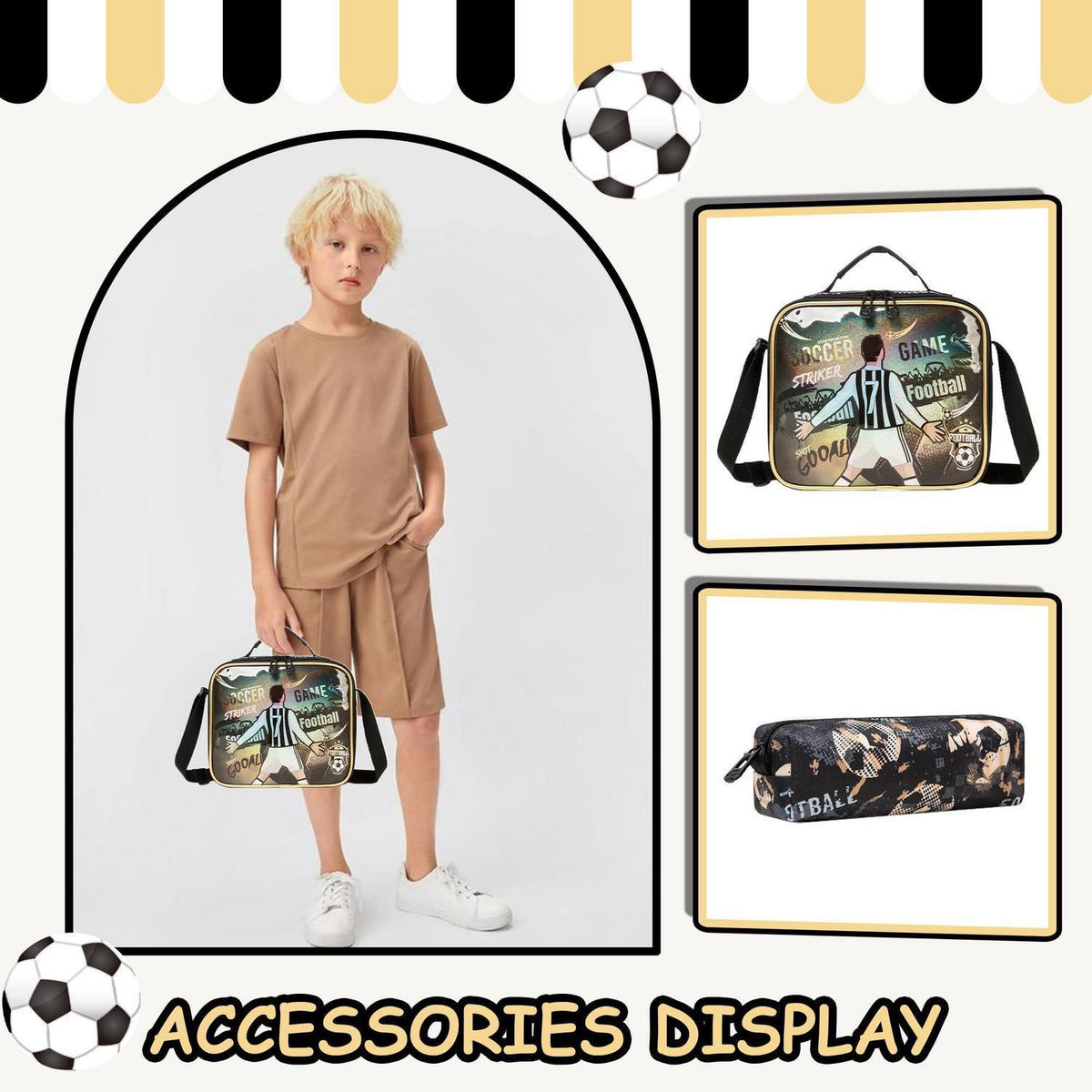 Kinder Trolley Rucksack mit Fußball Design – Schultasche mit Rollen
