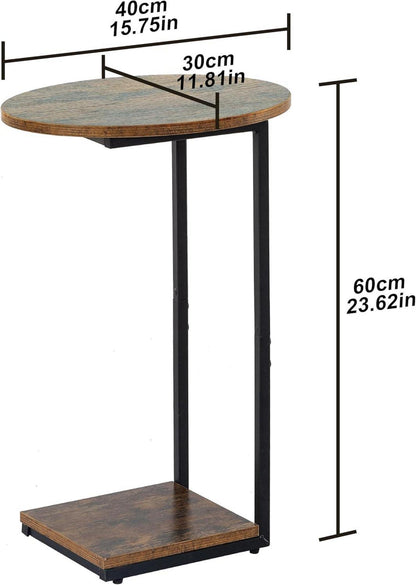 C-förmiger Beistelltisch Oval Verschiebbar Vintagebraun-Schwarz
